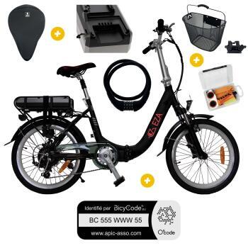 Pack Vélo à assistance électrique Confort 20'' Noir 10,4AH + Marquage BicyCode
