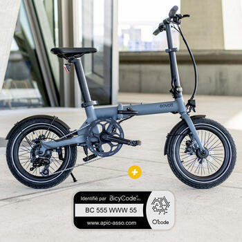 Pack Vélo à assistance électrique pliant 20'' AFTERNOON modèle 2023 V2 + Marquage BicyCode : Pack Vélo à assistance électrique pliant 20'' AFTERNOON modèle 2023 V2 Bleu Océan + Marquage BicyCode