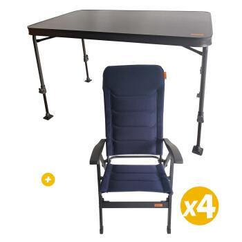 Table Amica 4 personnes + 4 Fauteuils Ultimo Bleu Nuit