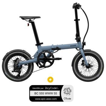 Vélo à assistance électrique pliant 16'' Morning Origins Bleu Ocean + Marquage Bicycode