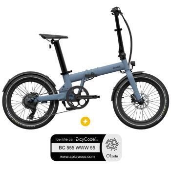 Vélo à assistance électrique pliant 20'' Afternoon Origins Bleu Ocean + Marquage Bicycode