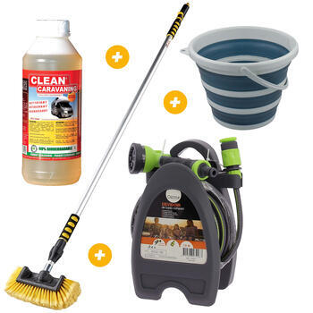 Pack Produit d'entretien + balai + tuyau + seau