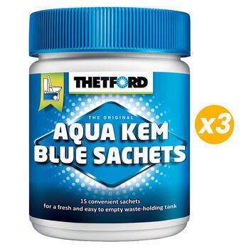 3 Aqua-Kem bleu sachets