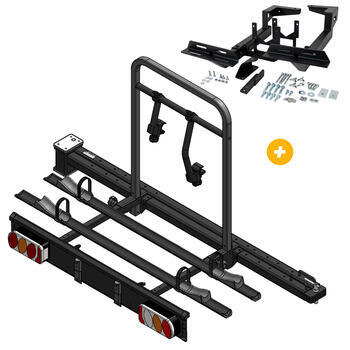 Porte-vélos pivotant sur châssis Sesamo pour fourgon + Kit de montage Pour Ducato, Boxer, Jumper L1 - L2 - L3