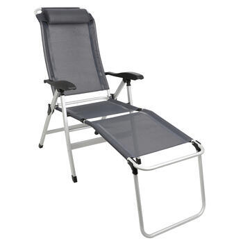 Fauteuil aluminium Confort Maxi Gris navy +Repose-tête +Repose-jambes