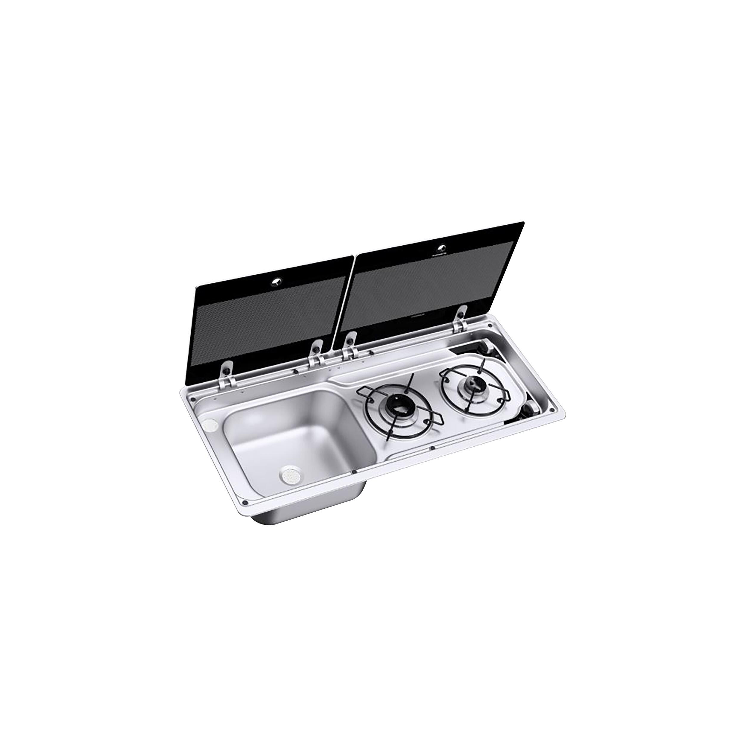 Plan de cuisson compact 2 feux : Evier à droite