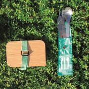 Couverts nomades en inox : Pochette verte