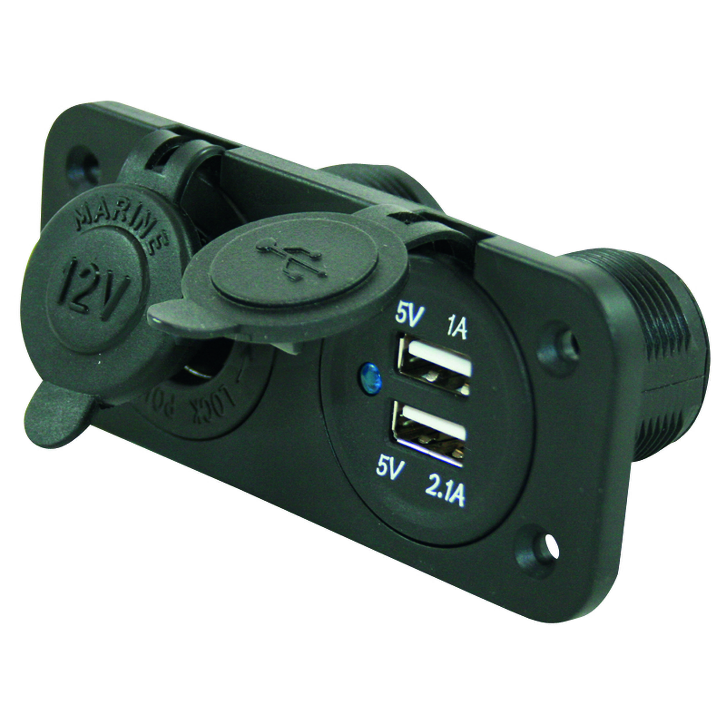 Socle 12 Volts + 2 prises USB : Encastrable