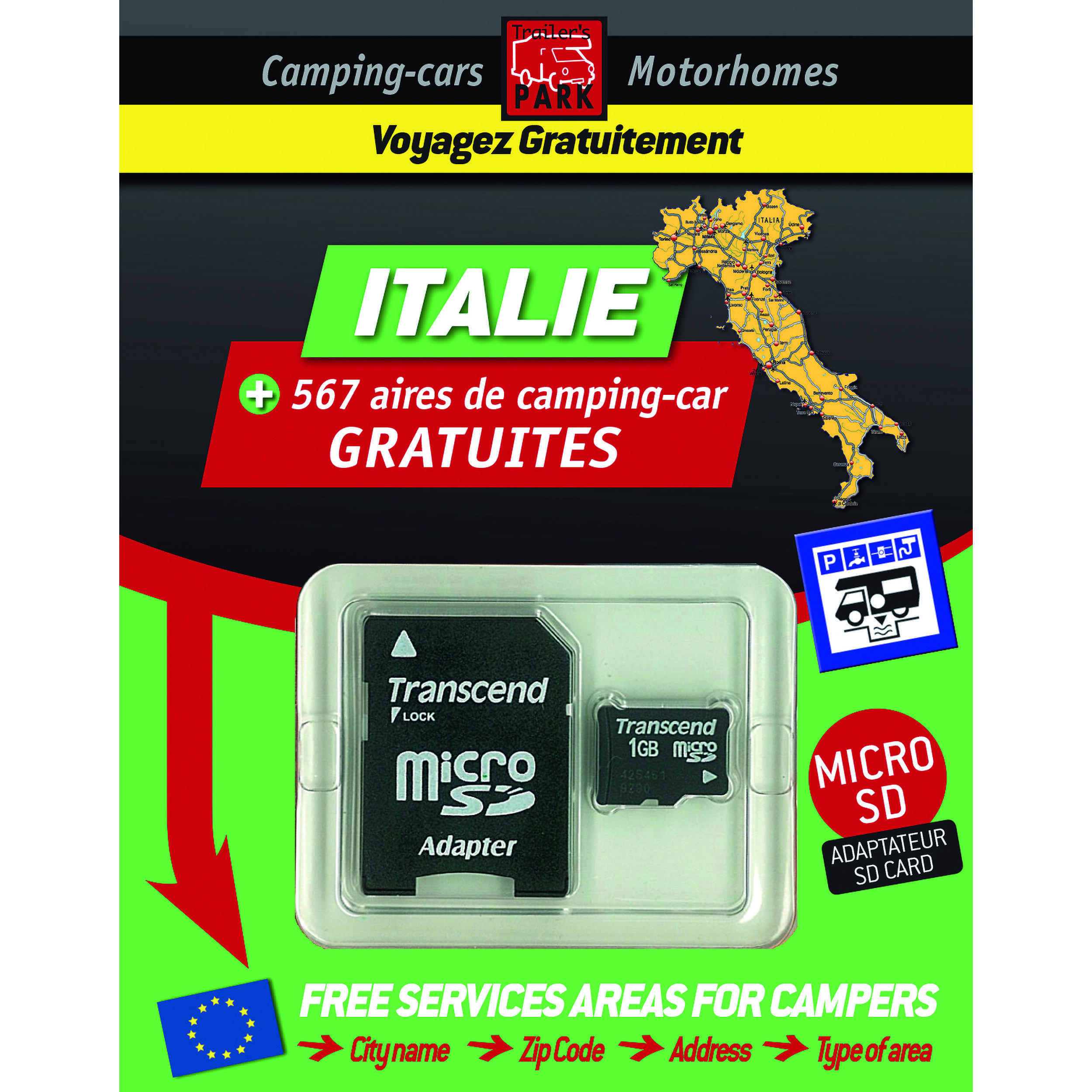 Carte SD aires gratuites : Italie