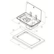 Combiné réchaud 1 feu + évier rectangle avec couvercle