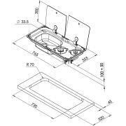 Combiné réchaud 2 feux + évier rectangle avec couvercle
