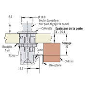 Serrure à fermeture par poussée 34 x 34 mm