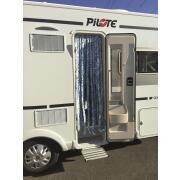 Rideaux de porte chenille : Tricolore Bleu / Gris / Blanc 56 x 185 cm