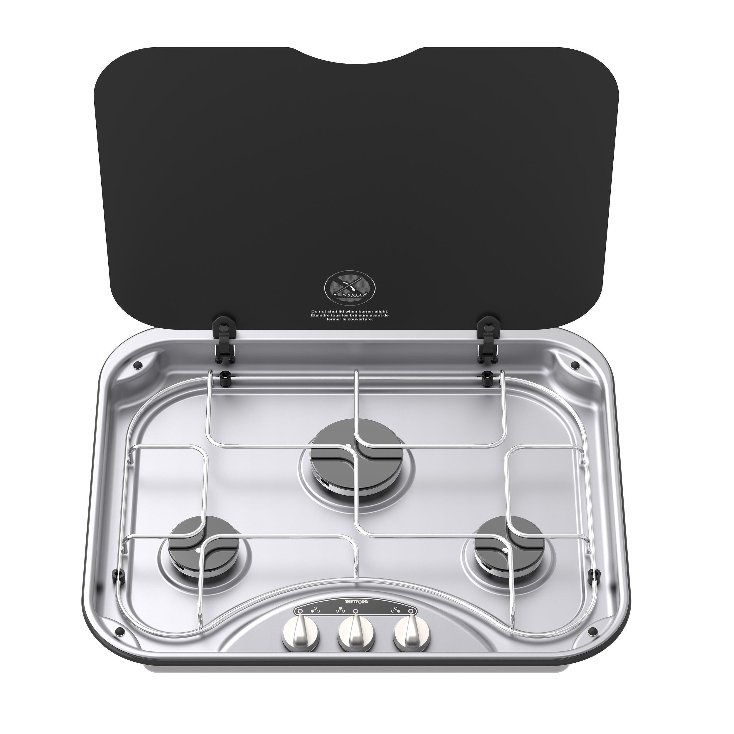 Réchaud encastrable 3 feux Basic Line 345 : Avec grille chromée