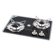 Réchaud à gaz encastrable en verre crystal : 2 Feux 380x280