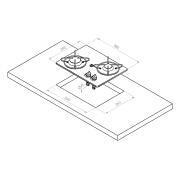 Réchaud à gaz encastrable en verre crystal : 2 Feux 300×500