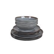 Pack de vaisselle en mélamine  Halo Gris et Terra  - 12 Pièces