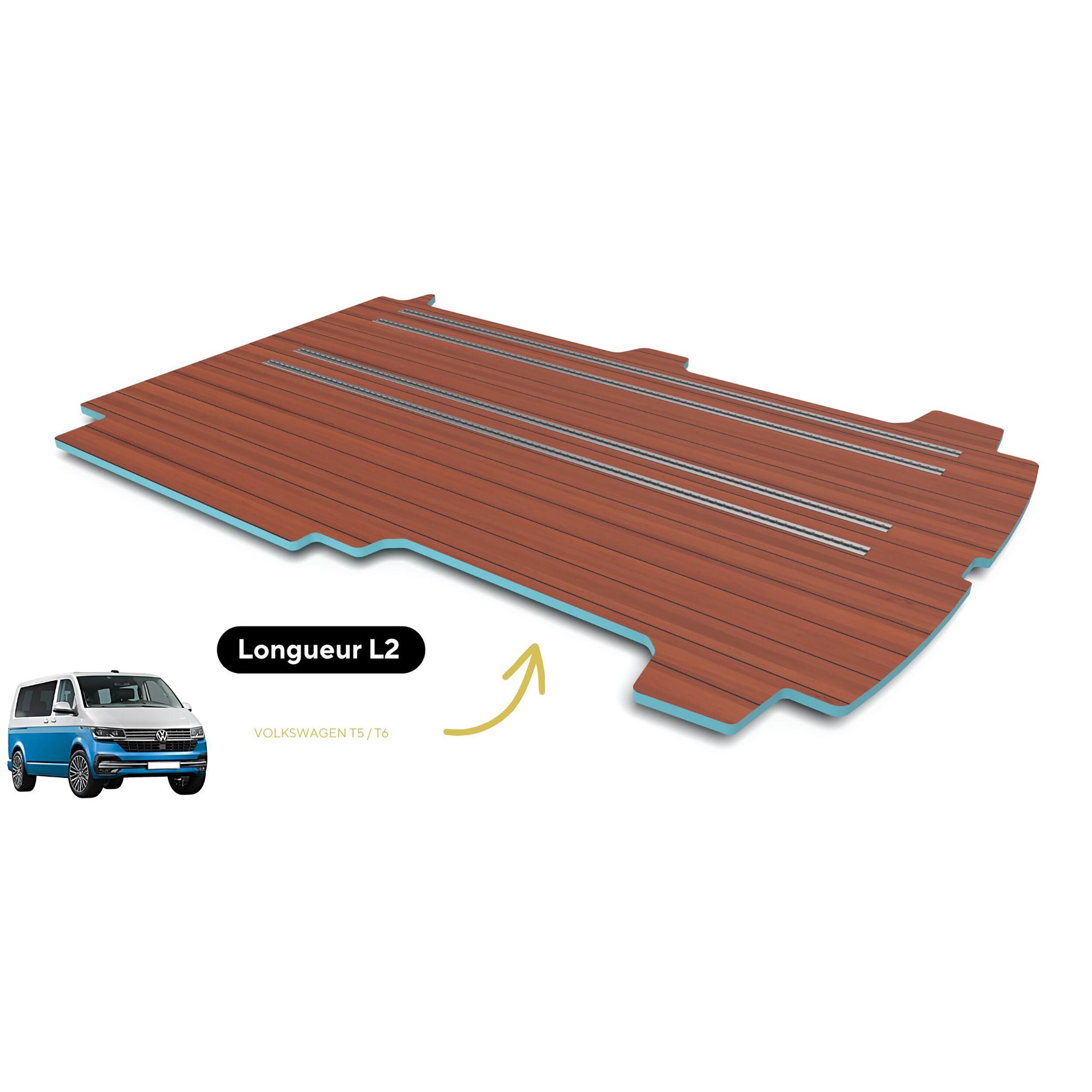 Plancher composite monobloc VW T5/T6 : L2 - 4 rails - Teak & Ebony