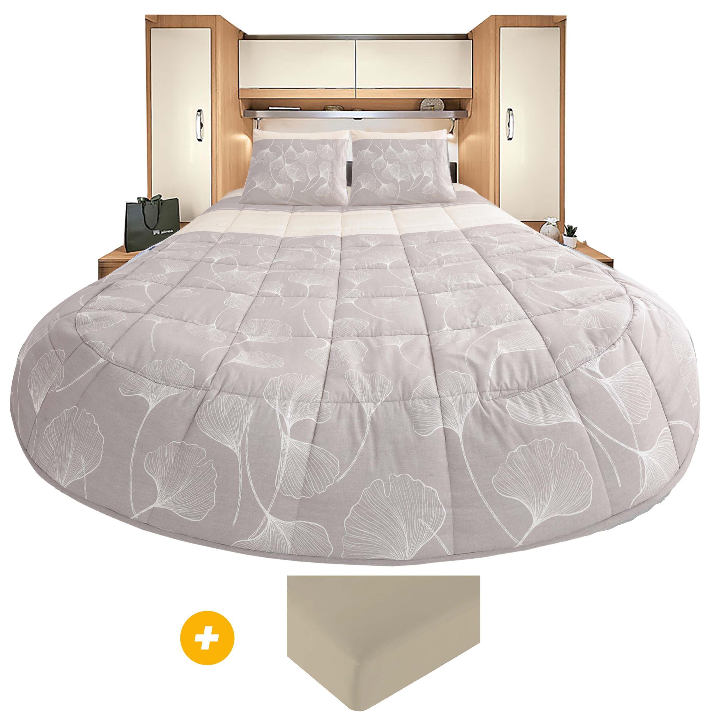 Prêt à dormir 100% coton BILOBA 140  x 190 cm Lit central + Ensemble Drap &  Drap housse - Coloris beige