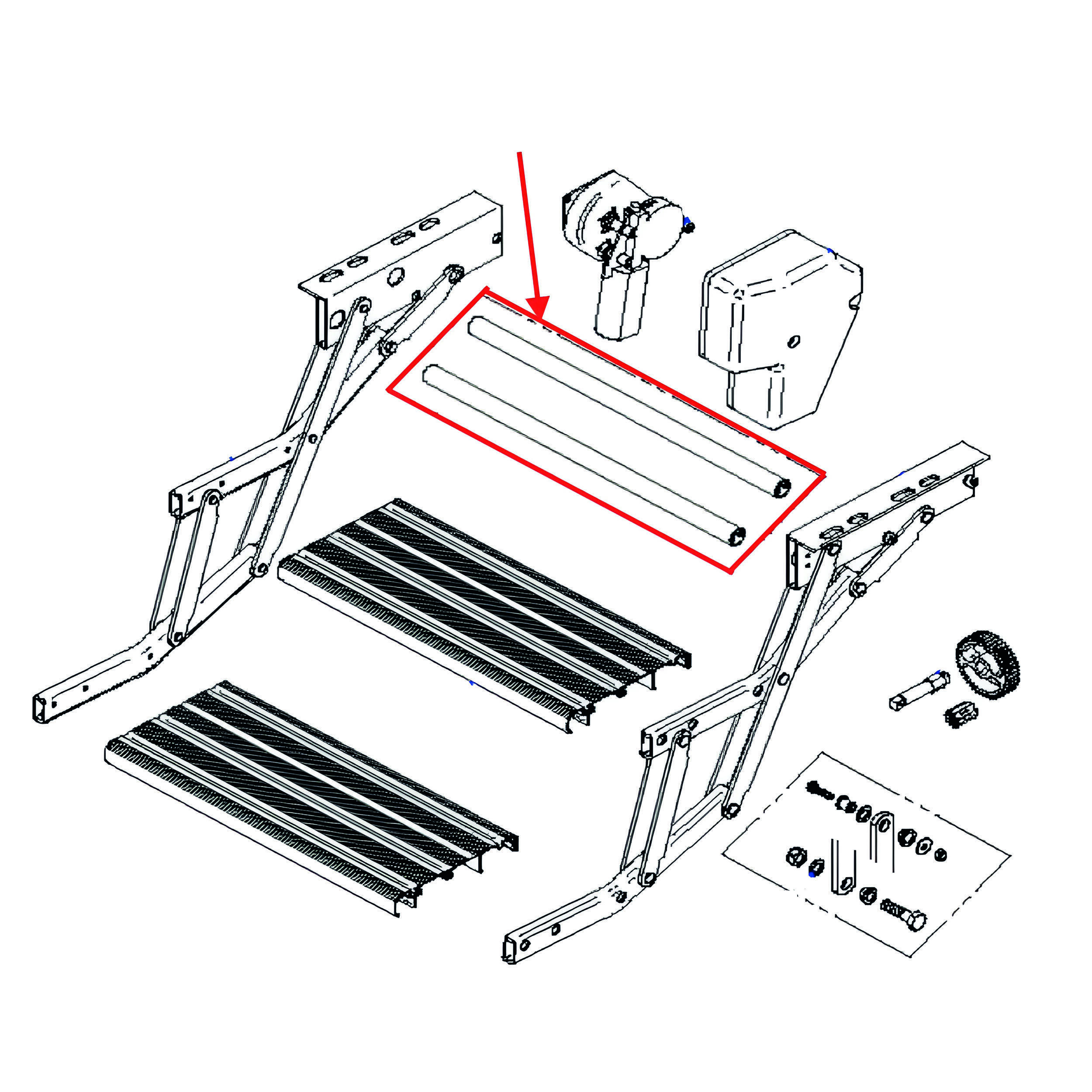 Tube de liaison du cadre 550mm (lot de 2)