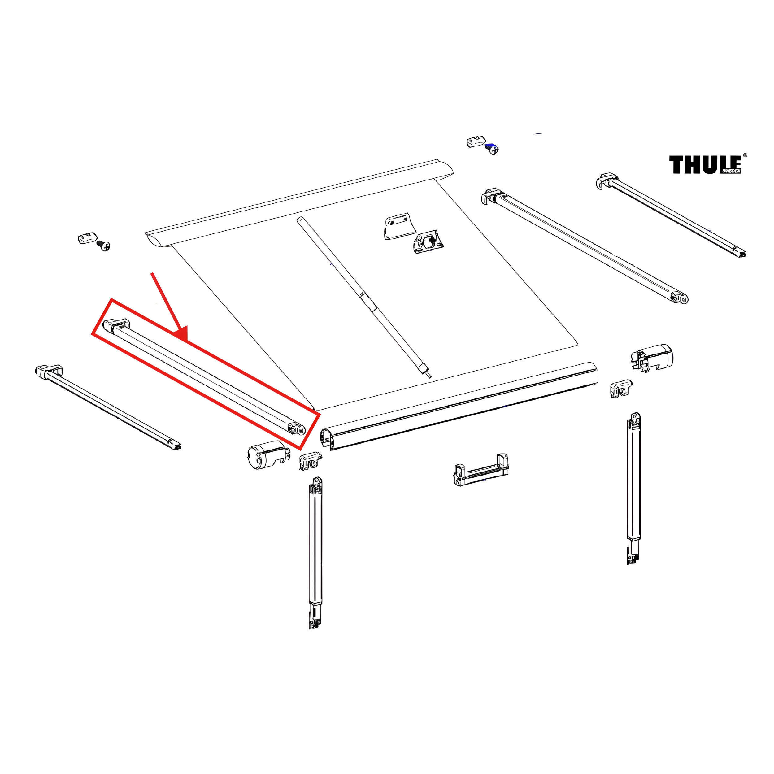 Bras de tension gauche pour longueur de store 300-325 cm-Store 1200