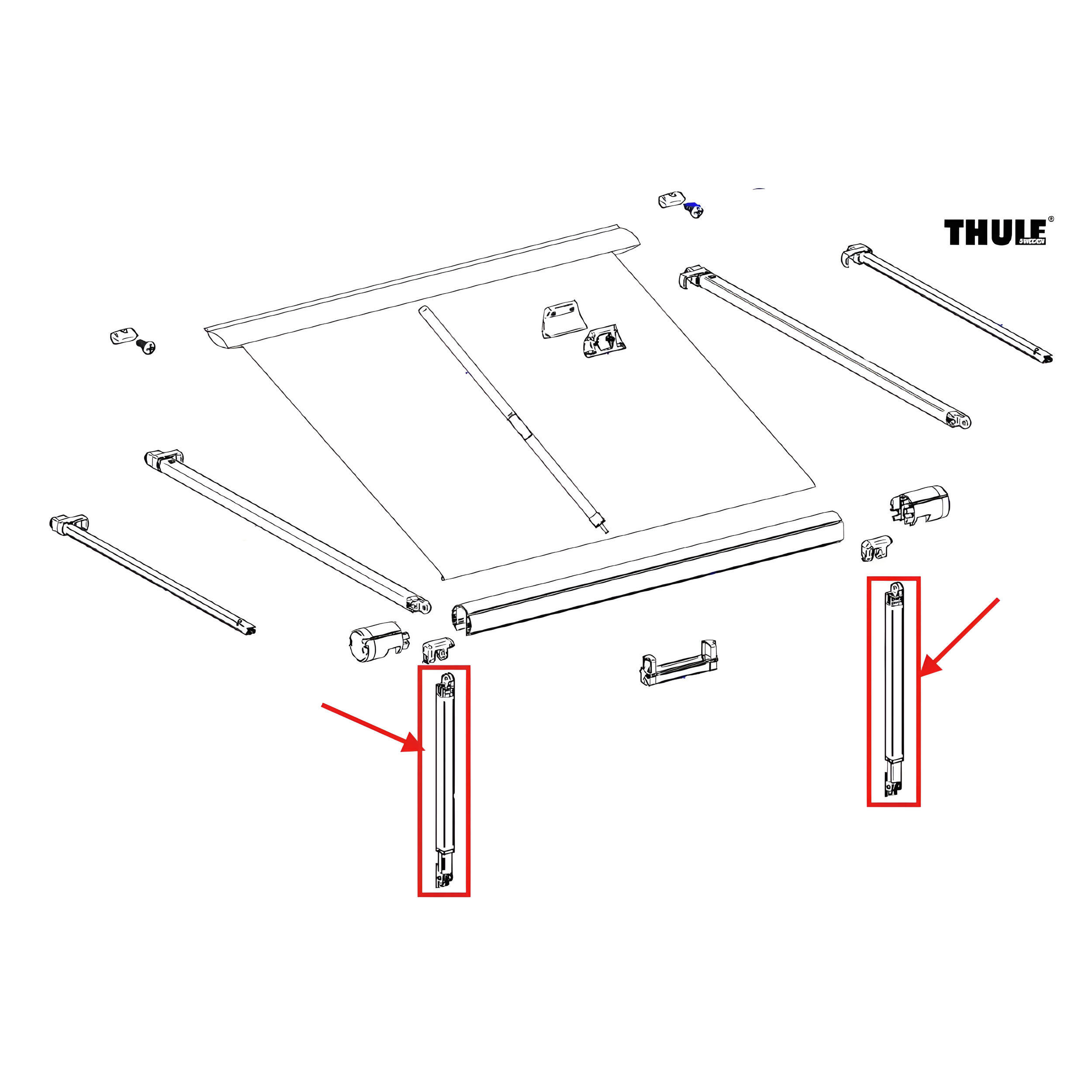 Pied de store G/D pour store de 260 cm - Store Thule 1200