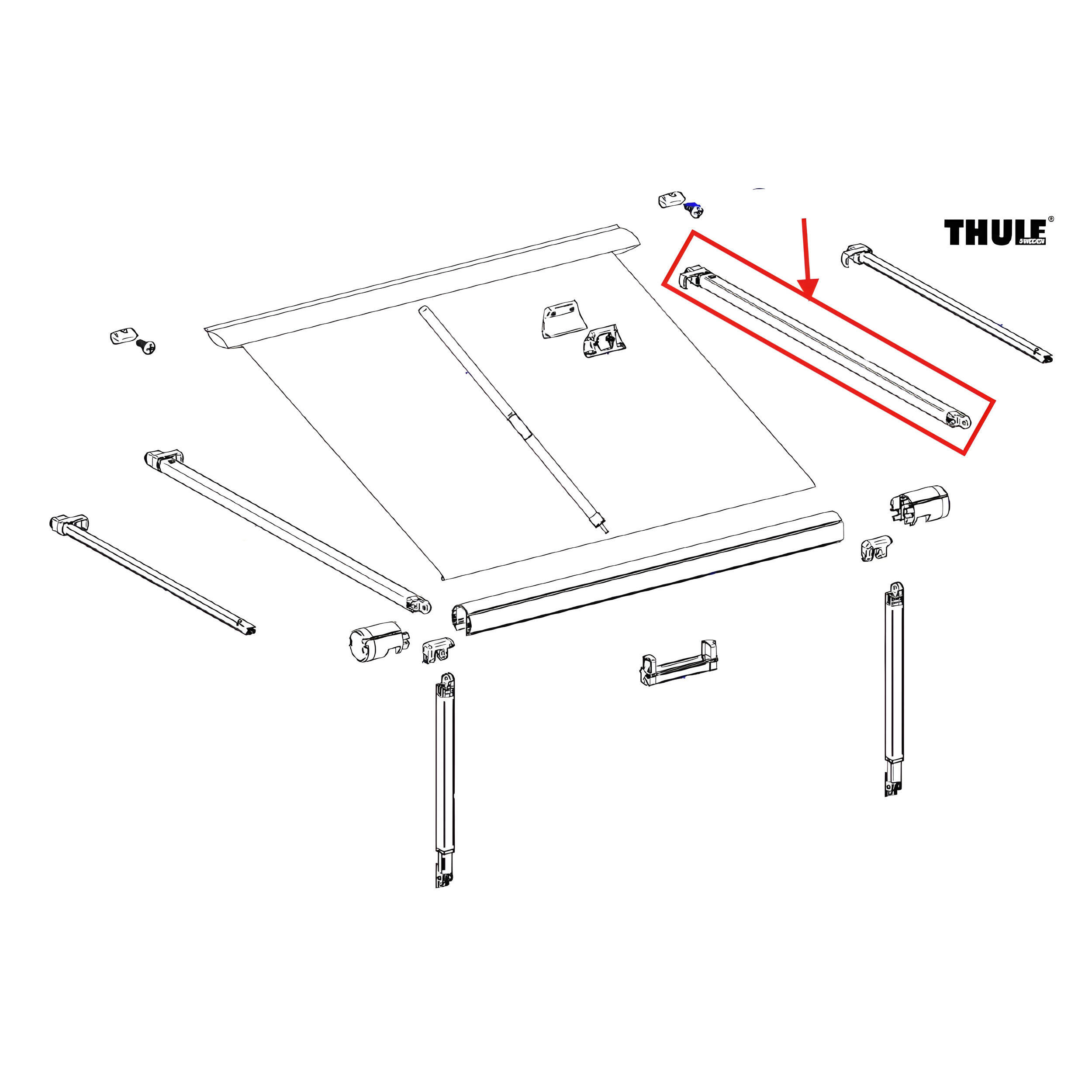 Bras de tension droit pour longueur de store 260 cm - Store 1200