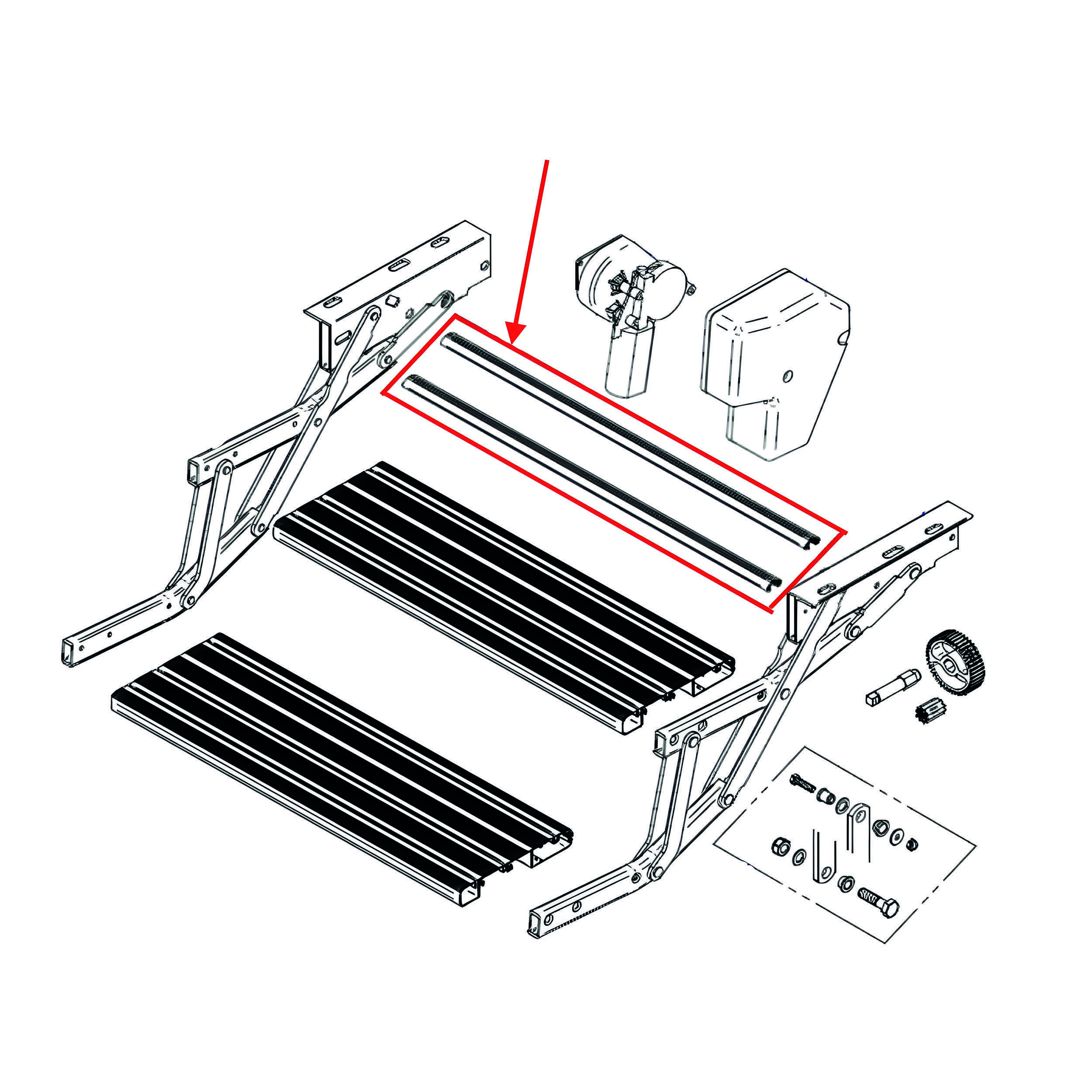 Tube de liaison du cadre 650mm (lot de 2)