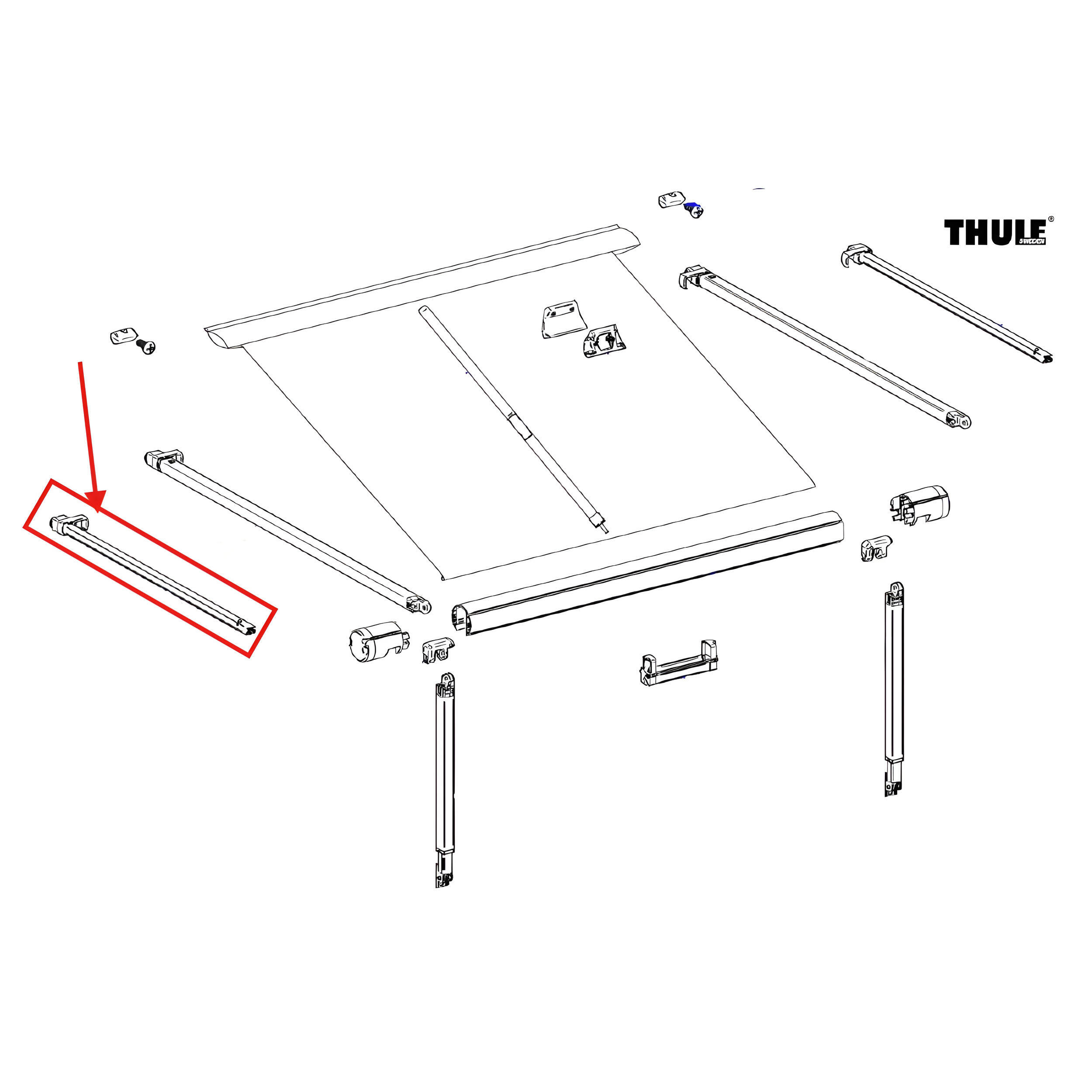 Pièce intérieur de la barre de tension gauche - Store Thule 1200