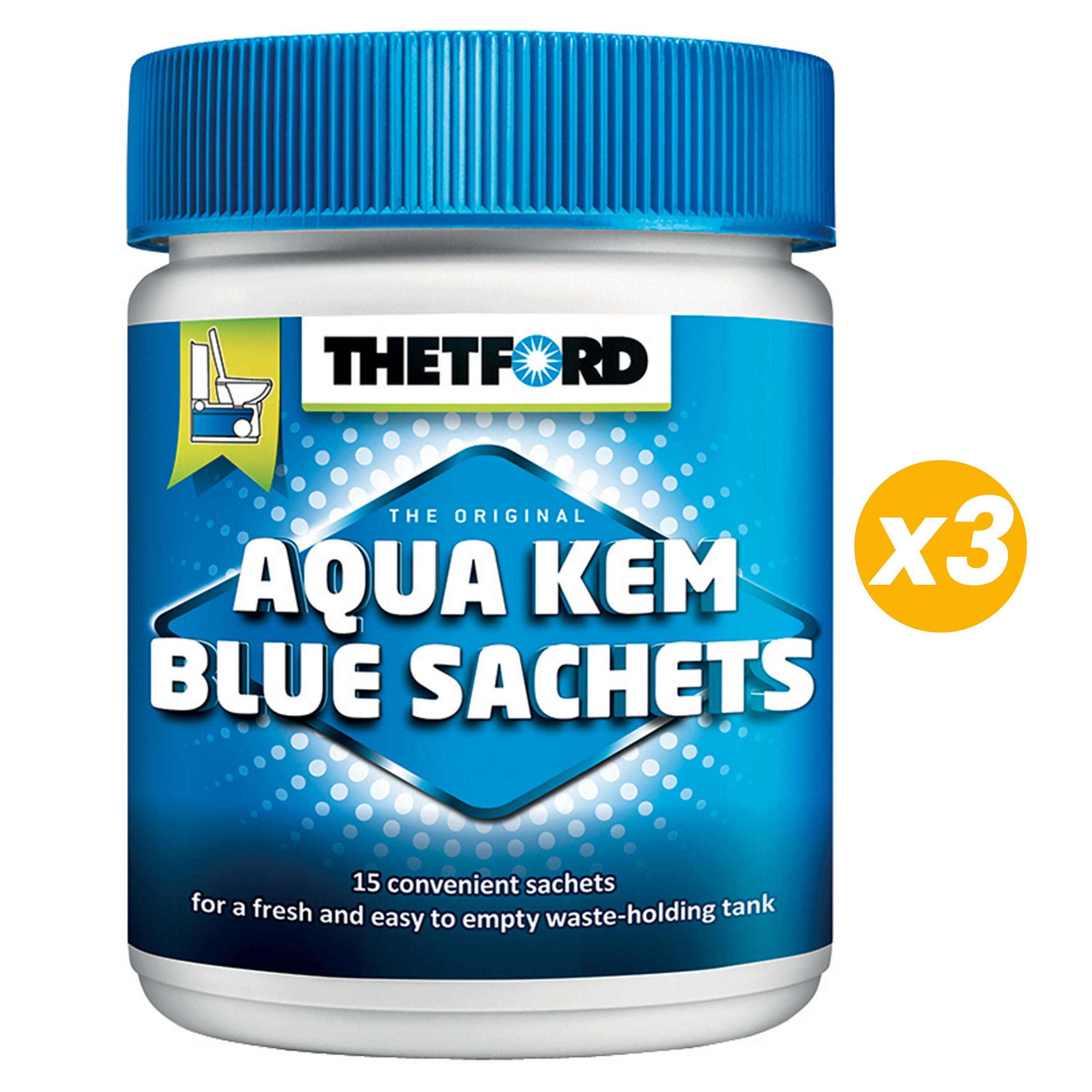 3 Aqua-Kem bleu sachets