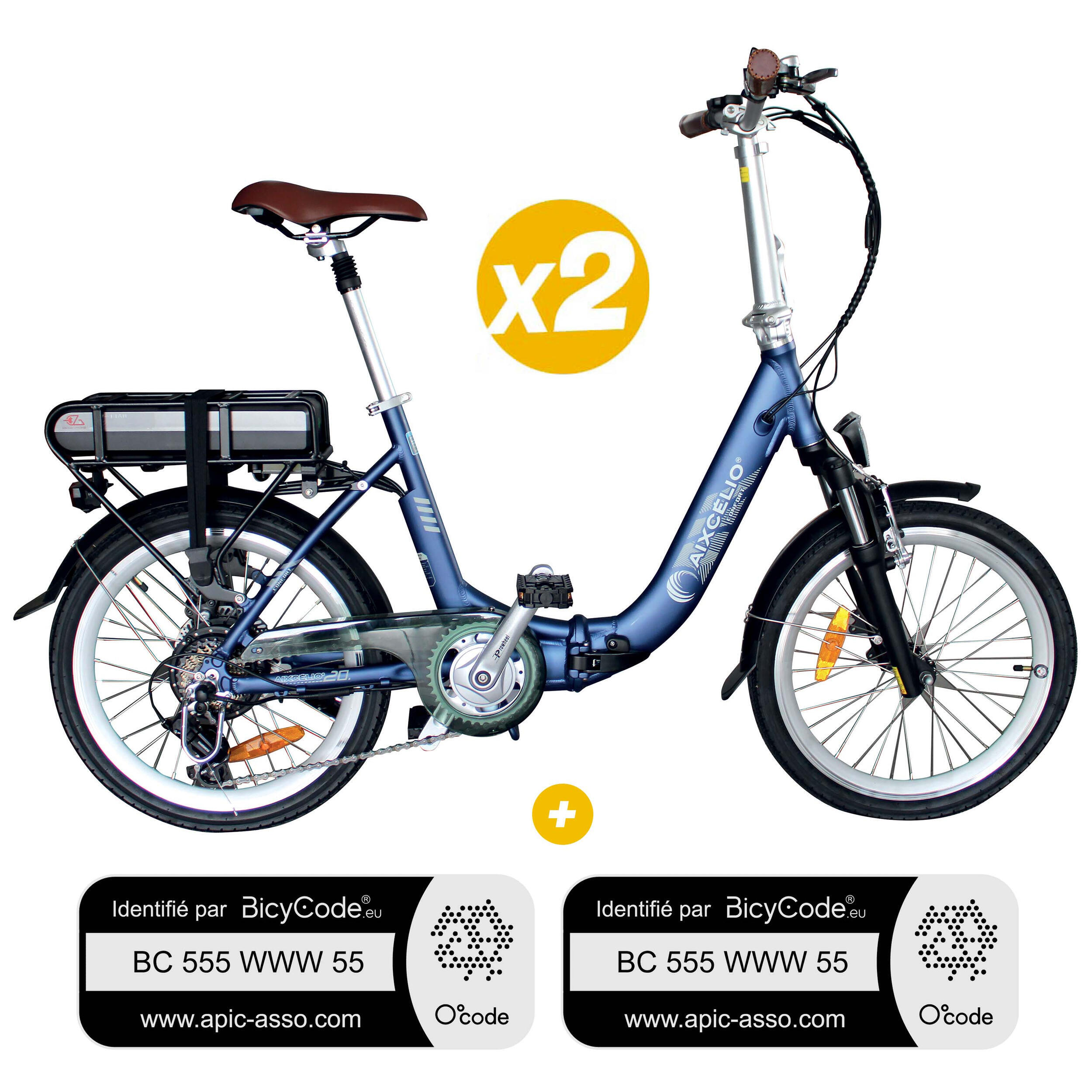 Pack 2 VAE pliants confort + Marquage BicyCode